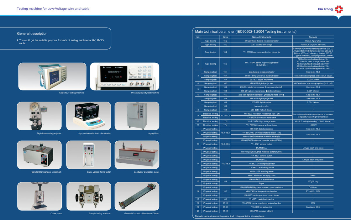 Testing machine for Low voltage wire and cable